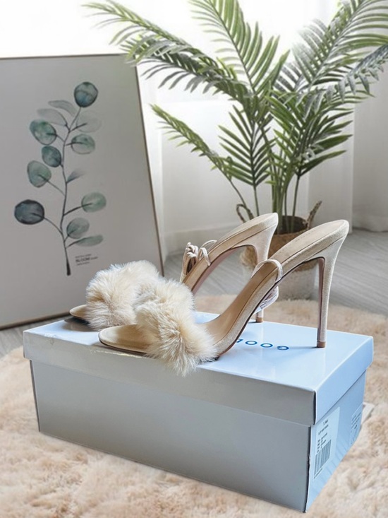 Good American Shoes - 🆕👡 Fluff Wrap Lace Up High Heel Sandal Good American size 10 NWT